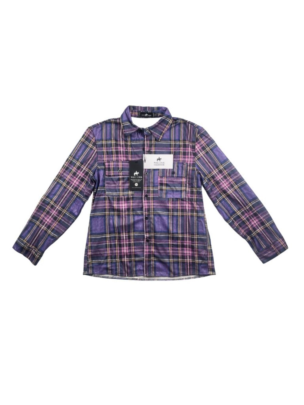 West Louis Plaid Button Front Shirt Jacket Purple Pink Size 2XL NWT